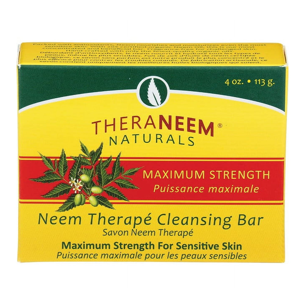 TheraNeem Maximum Strength Neem Cleansing Bar for Sensitive Skin 4Oz (113g)
